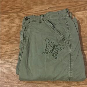 Hollister Green Chinos with Butterfly Design